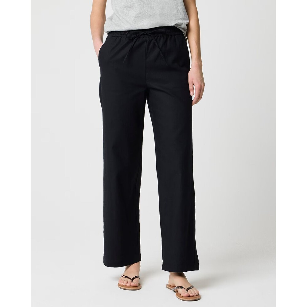 J.CREW Linen-Blend Slim Wide-Leg Drawstring Pant 18 Black Slant Pockets NWT B30